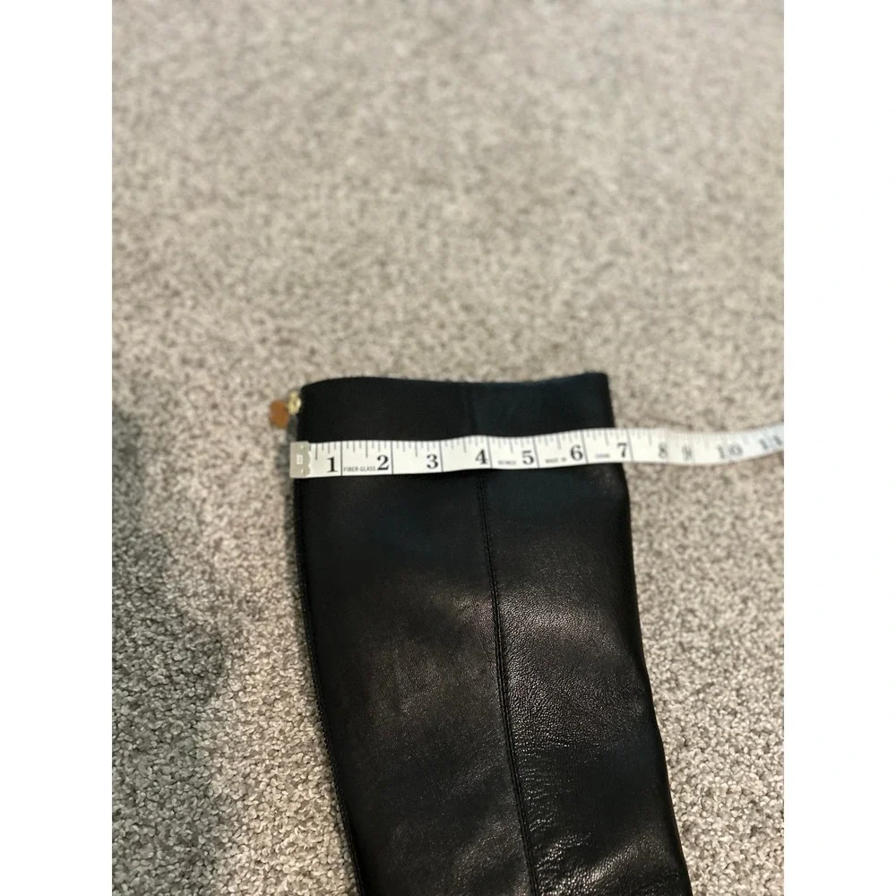 Kate Spade New York‎ Black Leather Knee High Boots Block Heel Zip Back